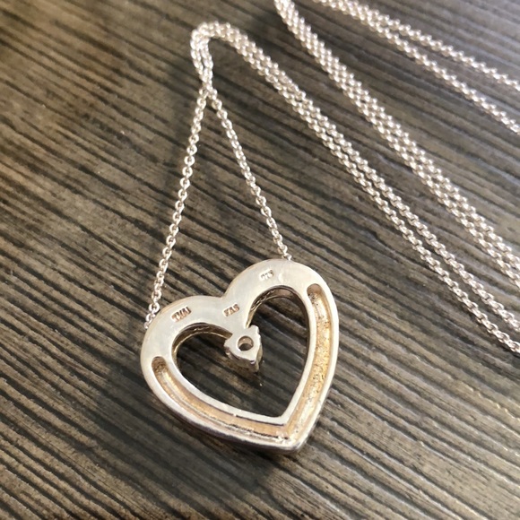 Sterling Silver Heart & CZ necklace 18 1/4” - Picture 4 of 15